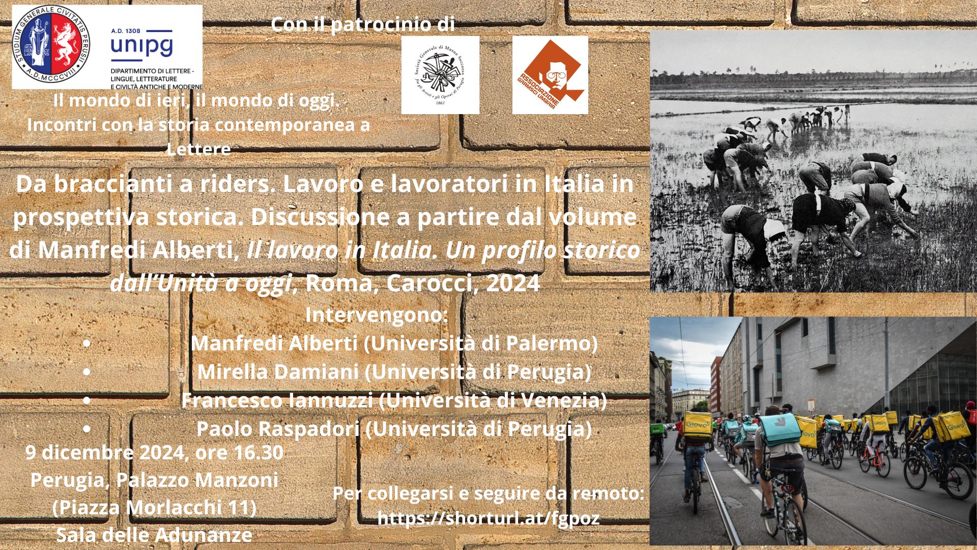 Da braccianti a riders.Lavoro e lavoratori in Italia in prospettiva storica - lunedì 9 dicembre ore 16,30